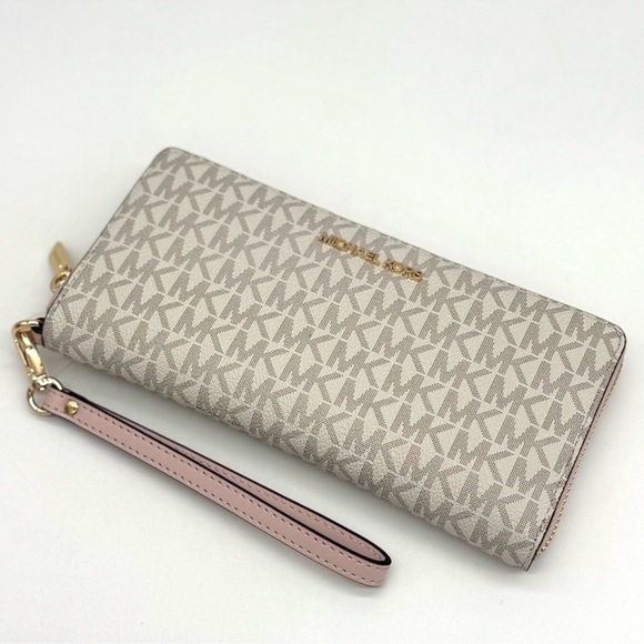 Michael Kors Large Continental Wallet Wristlet Powder Blush Multi - Picture 6 of 9